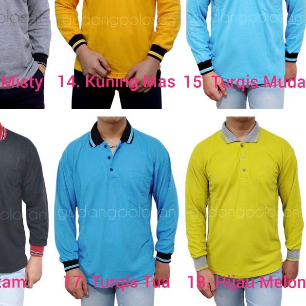 ➷ GP Kaos Polo/Polo Shirt/Kaos Kerah Lengan Panjang Coklat Muda ➱