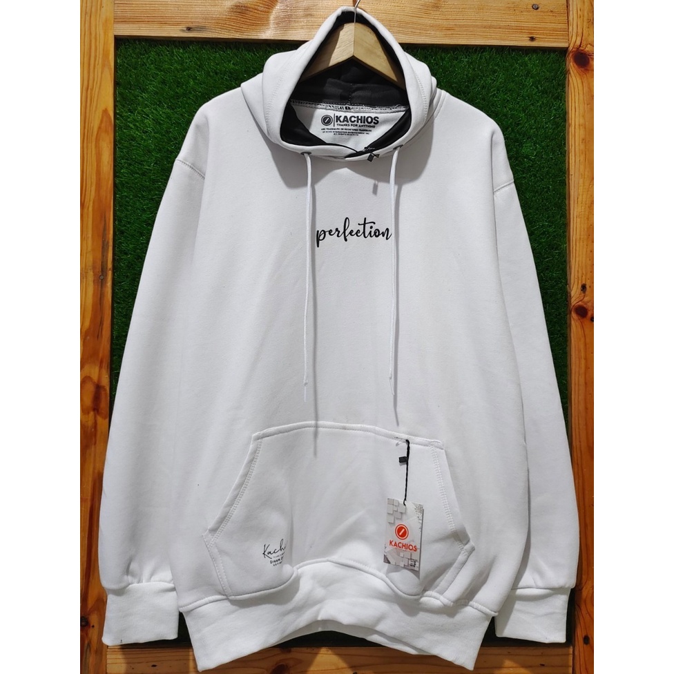 Hoodie Pria Distro Original Brand Tebal Sweater Kachios Putih Sablon Perfection