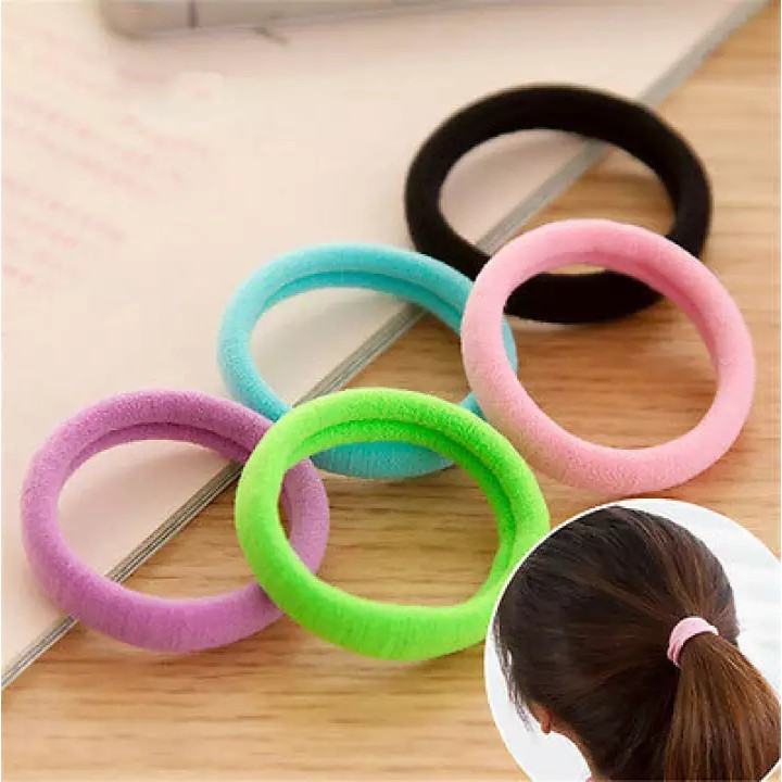 Ikat Rambut Towel Ikat Rambut Korea isi 40 pcs Ikat Rambut Warna Warni + Pouch Aksesoris Rambut-3