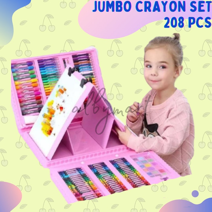 

(DISKON TERMURAH) Crayon Anak Set Isi 208 Pcs Pensil Warna Alat Lukis Set Crayon Set - Biru