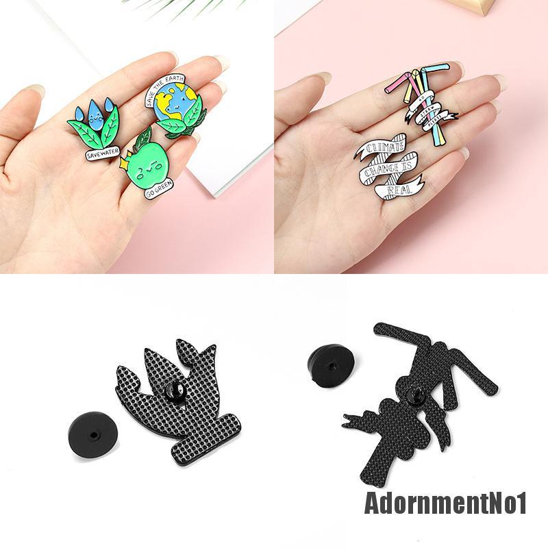 (Adornmentno1) Bros / Pin Enamel Motif Tulisan Save The Earth Untuk Aksesoris Pakaian / Tas