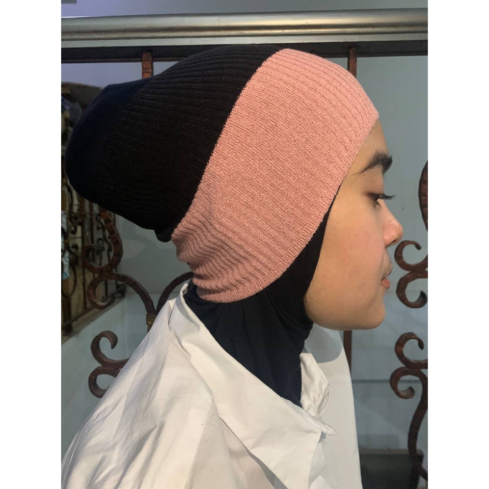 INNER RAJUT PREMIUM KNIT BANDANA CIPUT RAJUT INNER RAJUT DALEMAN HIJAB TWO TONE
