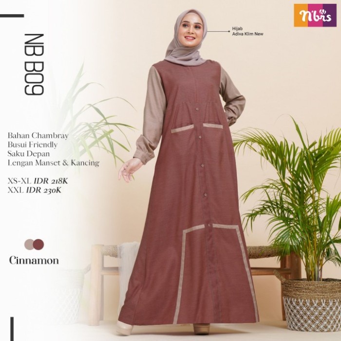 PROMO GAMIS Baju Dress Muslim Gamis Wanita Dewasa Gamis Nibras NB B09 Busui - Cinnamon, XS BRUKAT HI