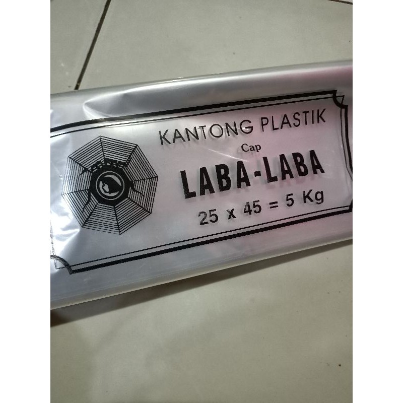 kantong plastik laundry laba-laba bening ukuran 25x45= 5 kg