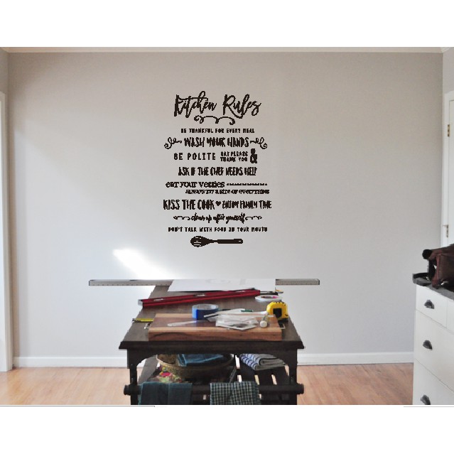 Wall Sticker Quotes Kitchen Rules Dekorasi Dinding Dapur 