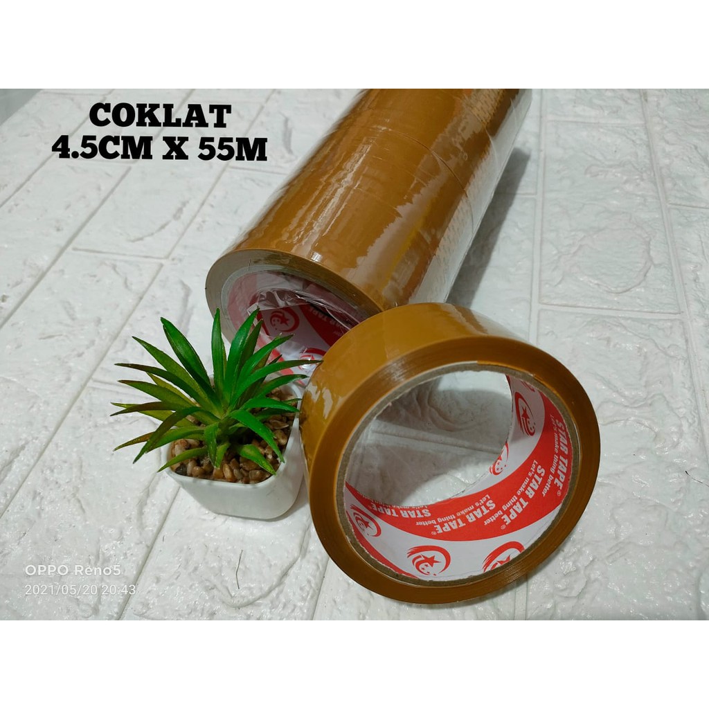 

LAKBAN COKLAT 4.5CM X 55 YARD STAR TAPE KUALITAS LEM KUAT COCOK UNTUK PACKING