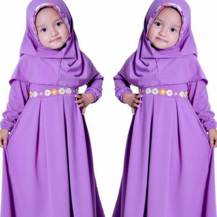 [ALINA KIDS UNGU MUDA NI] gamis muslim anak jersey ungu