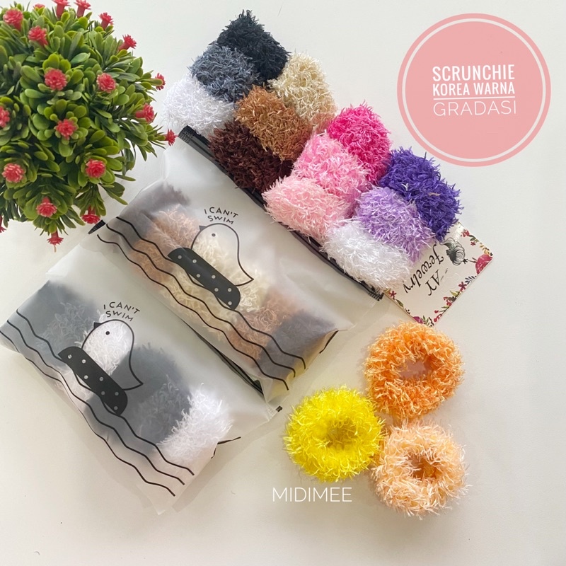 SCRUNCHIE GRADASI KOREA STYLE FREE POUCH/Ikat Rambut Lembut|kat Rambut Korea