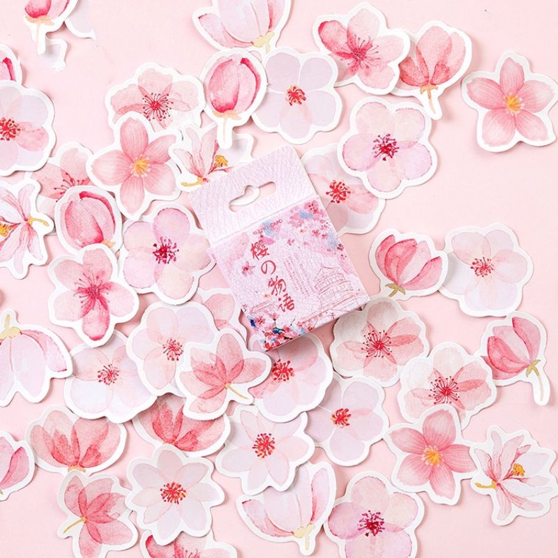 

HUNAM 45 Pcs Stiker Deco Tema Sakura Untuk Sticker Dekorasi Scrapbook Jurnal Planner DIY