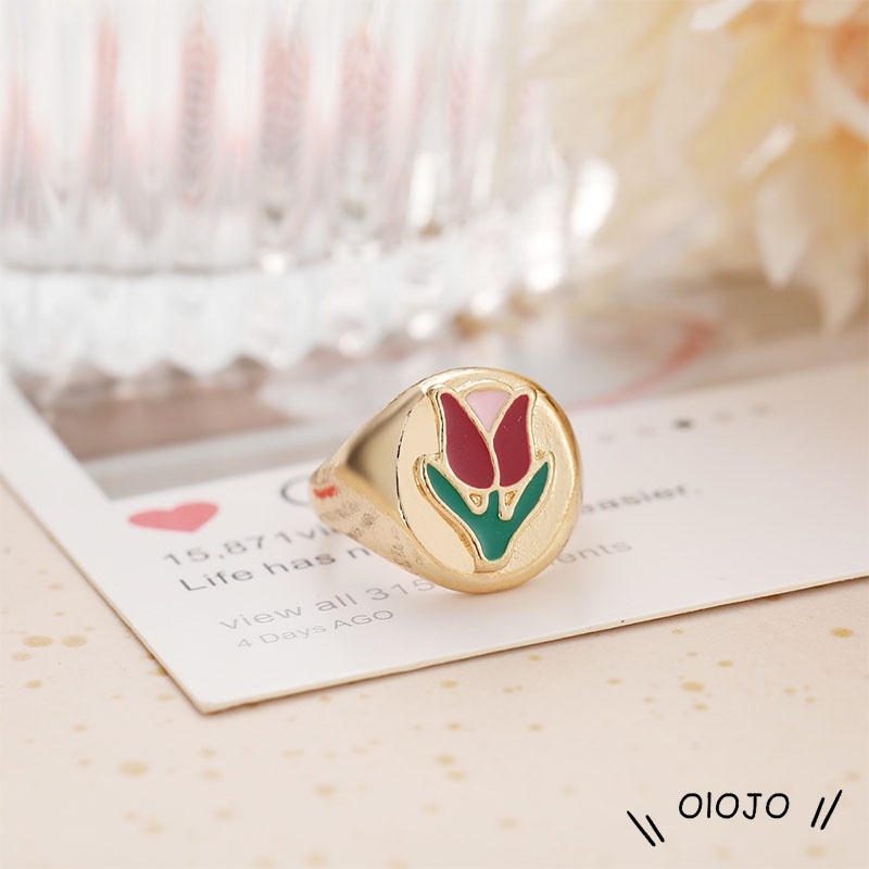 Retro Lilin Bunga Cincin Kepribadian Lucu Cincin Fashion Wanita Sederhana Perhiasan Aksesoris - olo