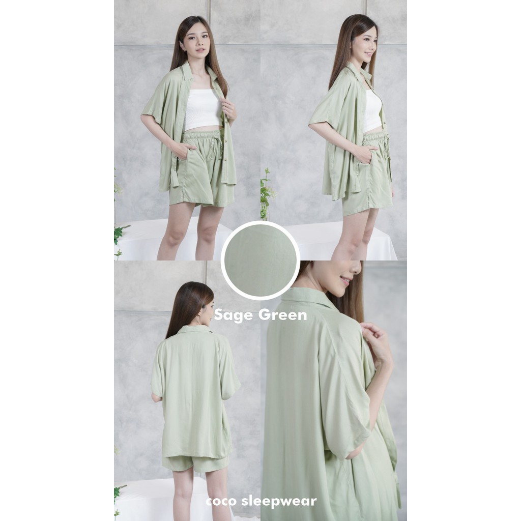 COCO - DALMI SET - Setelan Wanita - Homewear - Set Rayon - Busui Friendly - Fashion Wanita-MATCHA