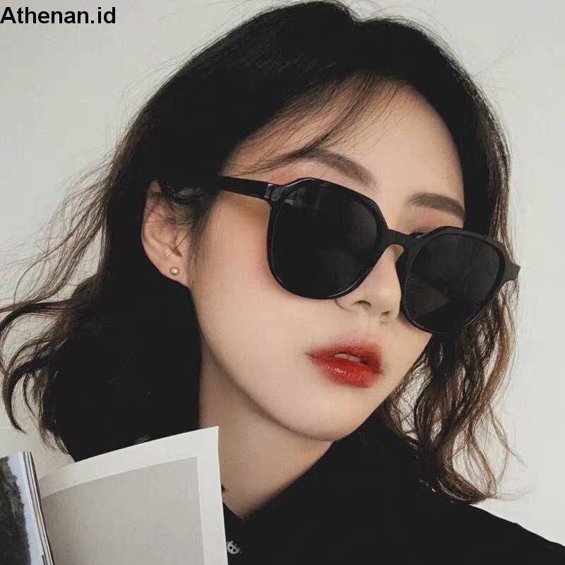 Ins Korea Kacamata Hitam Wanita Wajah Bulat Kacamata Anti-Ultraviolet Fashion - SG