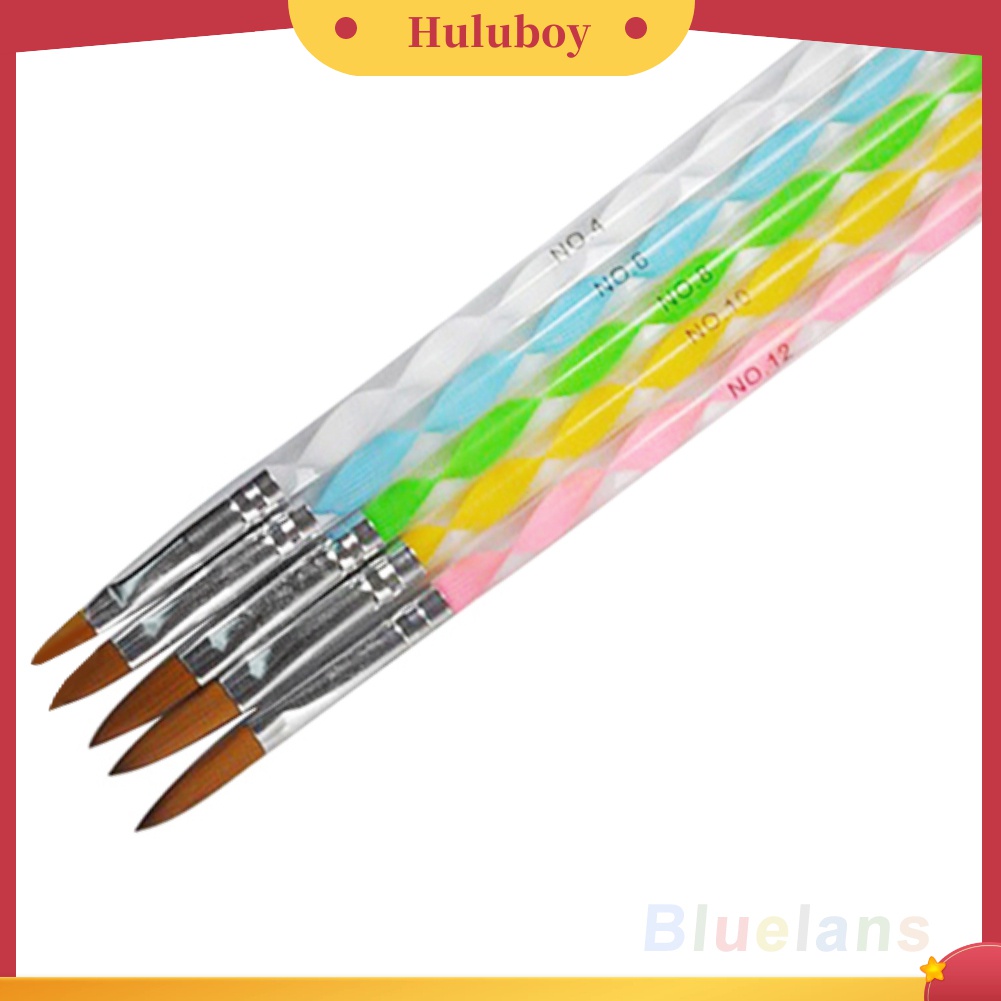 Huluboy Huluboy♡ 5pcs / Set Brush Pen Akrilik Untuk Desain Nail Art 3D DIY