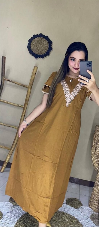 DASTER ARAB RENDA PANJANG SUSUN LENGAN PENDEK RAYON / DASTER RENDA / DASTER MURAH