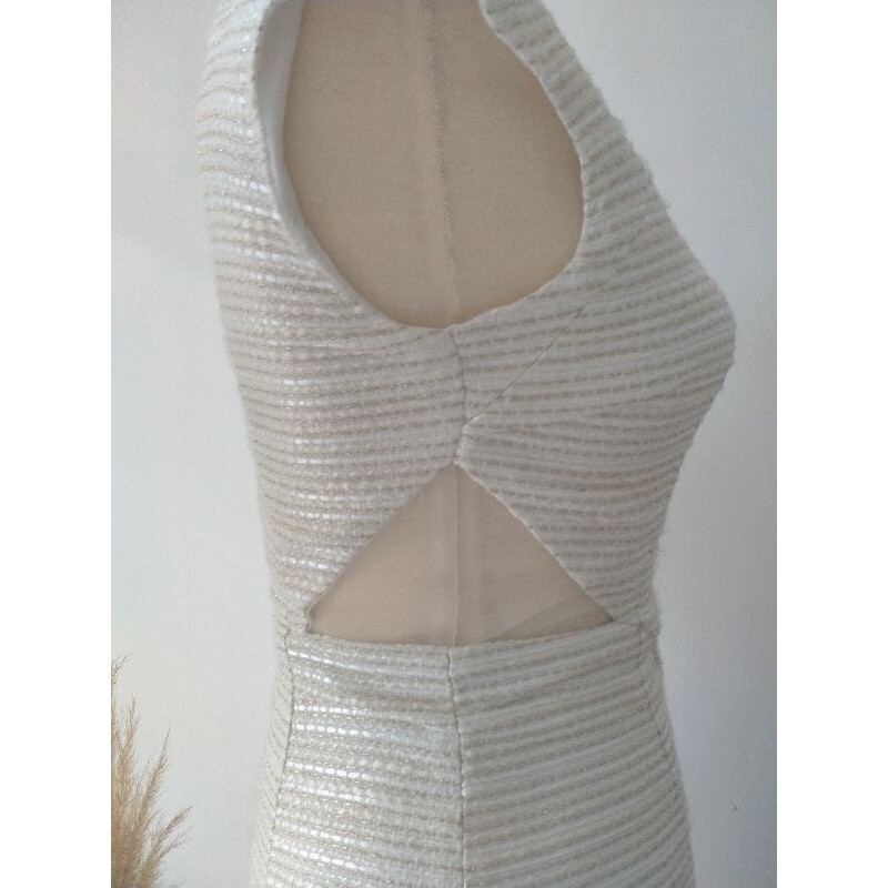 gaun pesta model slim tanpa lengan lotus gaya Korea UK size L