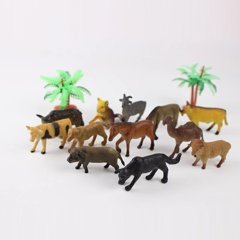 Miniatur Animal Miniatur Hewan Mainan Hewan Karet Miniatur Dinosaurus Mainan Dinosaurus Karet Set Mainan Miniatur Karet 12pcs