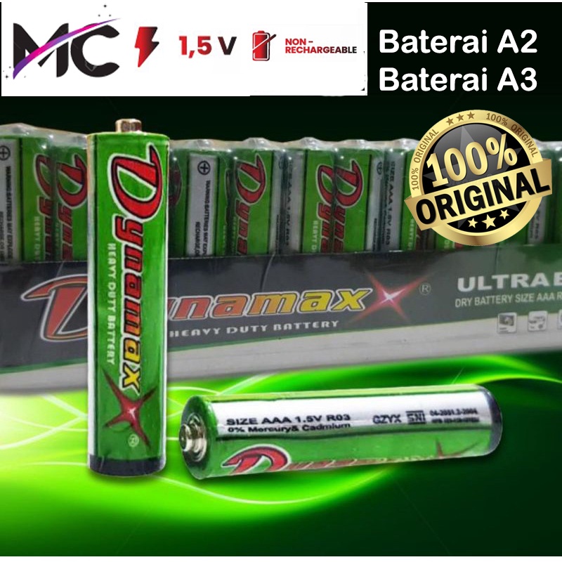 Baterai AAA A3 dan Batre AA A2 Dynamax Batre Mainan Baterry Remote TV Remot AC Battery Serbaguna