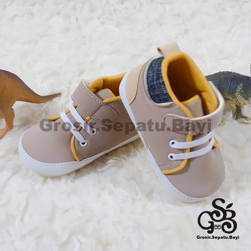 sepatu bayi baby shoes prewalker laki laki perempuan umur 2 - 14 bulan model Basket Case Abu