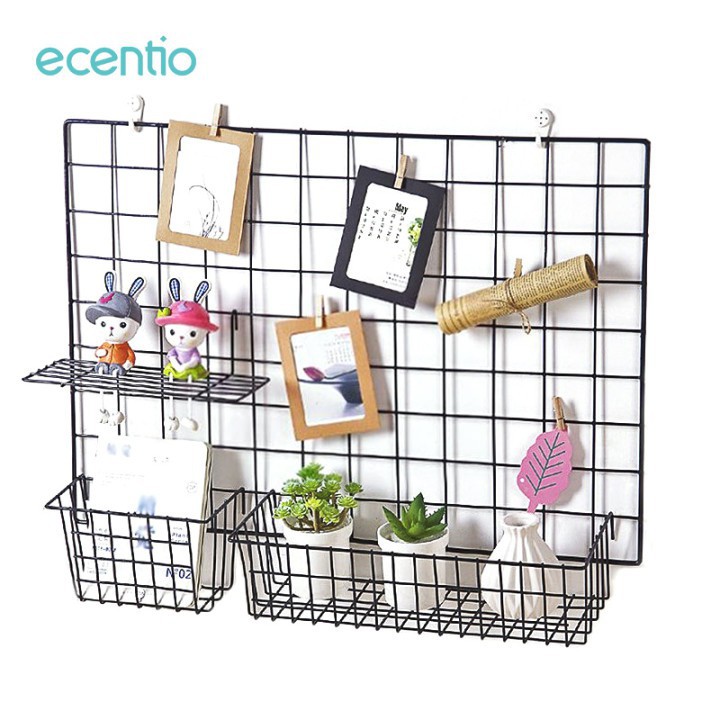 

Ecentio INS Wall Grid Rak Organizer Rak Multifungsi Dekorasi Kafe Kamar/Keranjang Gantung Metal