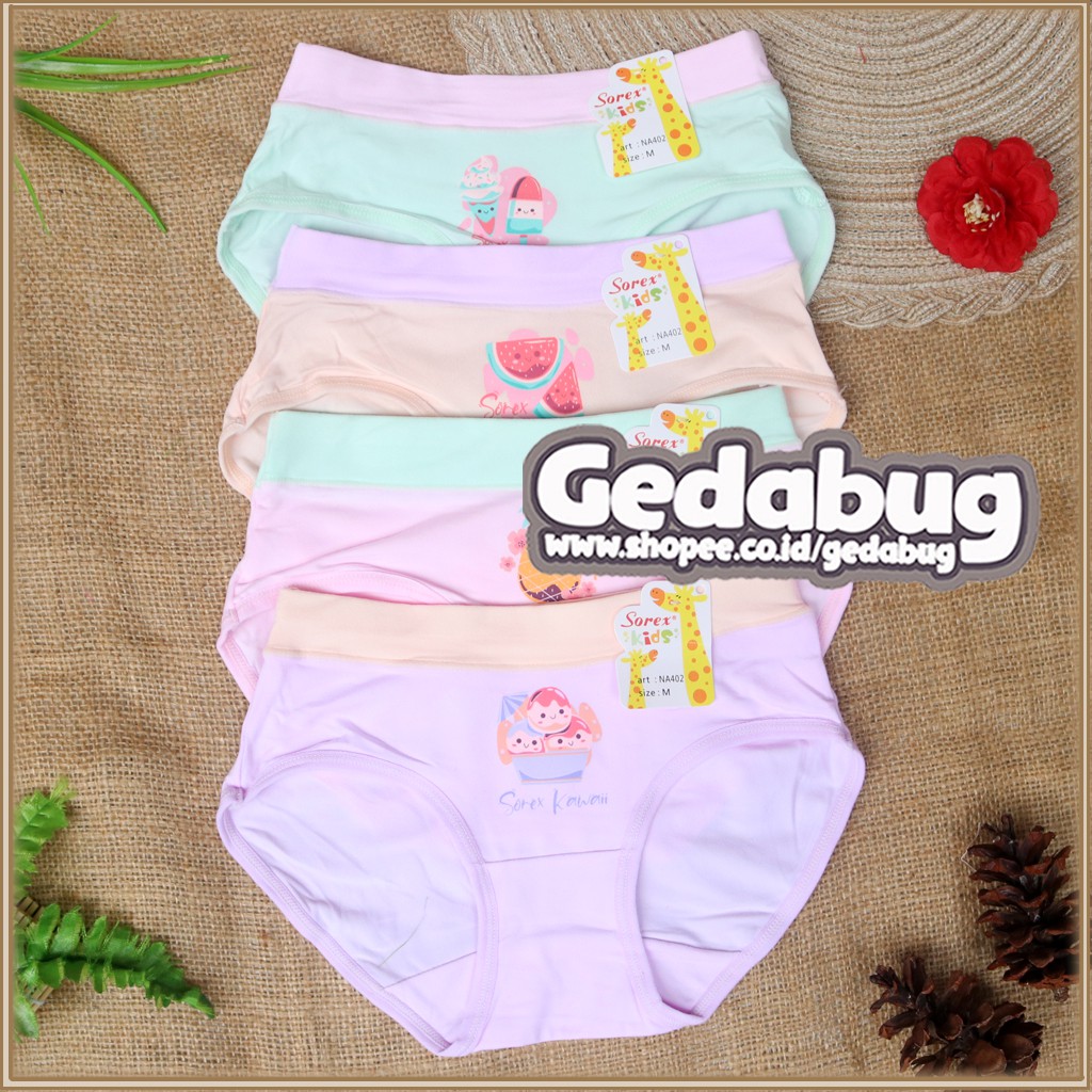 3 Pcs - Sorex Kids NA 402 Celana dalam anak Perempuan Super Soft CD SK NA402 | Gedabug