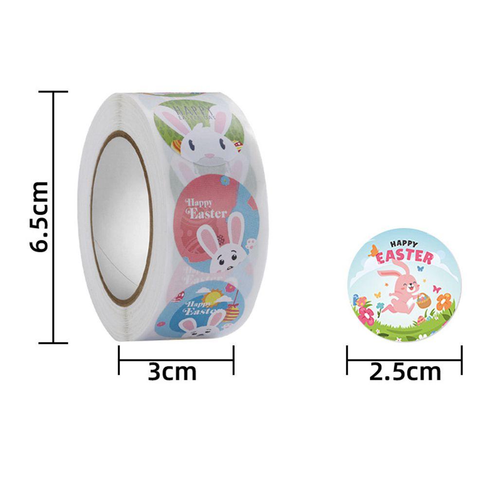 [Elegan] Paskah Stiker Kreatif 500pcs/roll Amplop Seal Dekorasi Happy Rabbit, Easter Egg Pattern Wrapping Sticker Box Tag