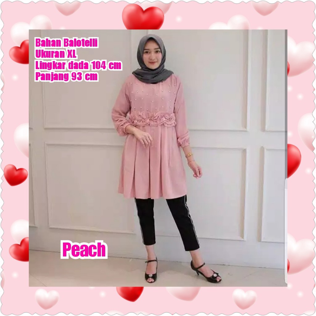 ALMA TOP TUNIK / PEACH / BLACK/ WHITE / YELLOW /TERPOPULER /TERLARIS/TERMURAH/KONDANGAN/PESTA