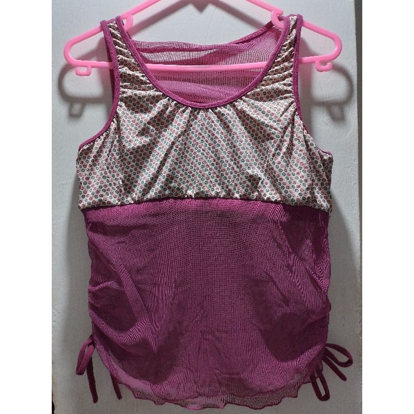 PRE-LOVED Gym Set Wanita/GymSkort/Baju set Senam Wanita Renda Pink
