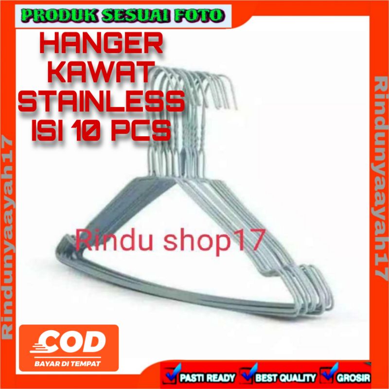 HANGER KAWAT STAINLESS / GANTUNGAN BAJU ISI 10 PCS