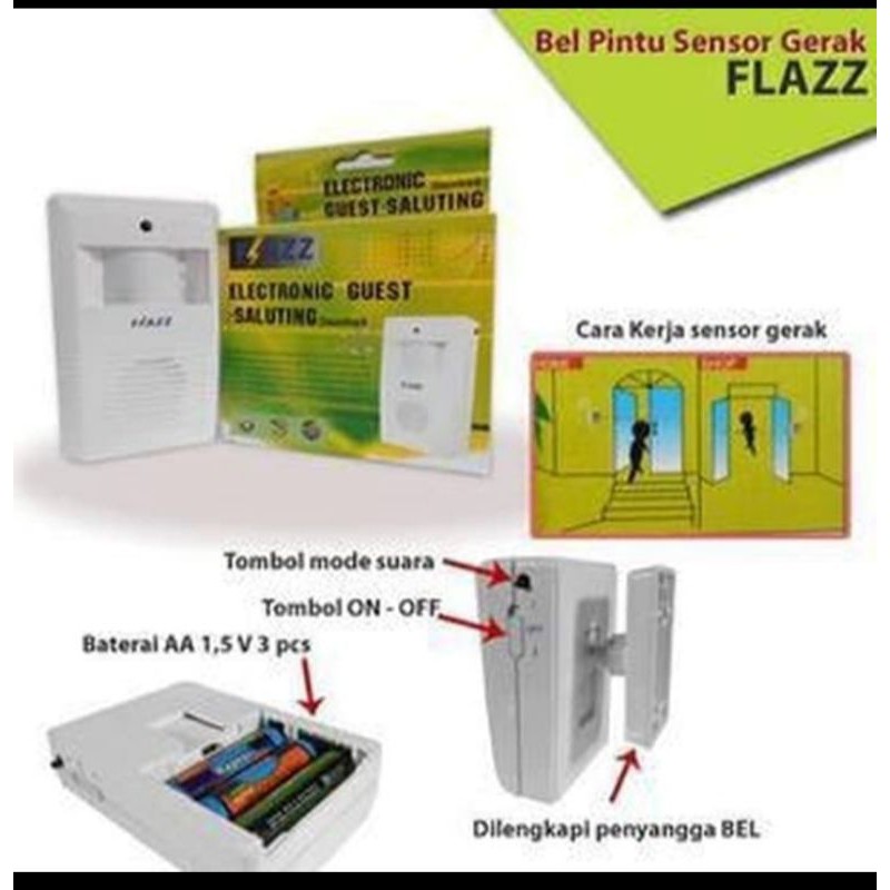 Bel Pintu Sensor Gerak Flazz Electronic Guest Saluting Wireless