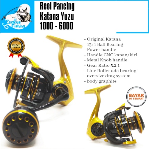 Reel Pancing Katana Yuzu 4000 (13+1Bearing) Power Handle Murah - Engkus Fishing