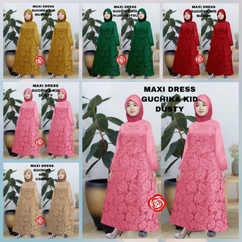 KID GUCHIKA (10-12 THN) GAMIS BRUKAT ANAK GAMIS ANAK MURAH MAXI GUCHIKA