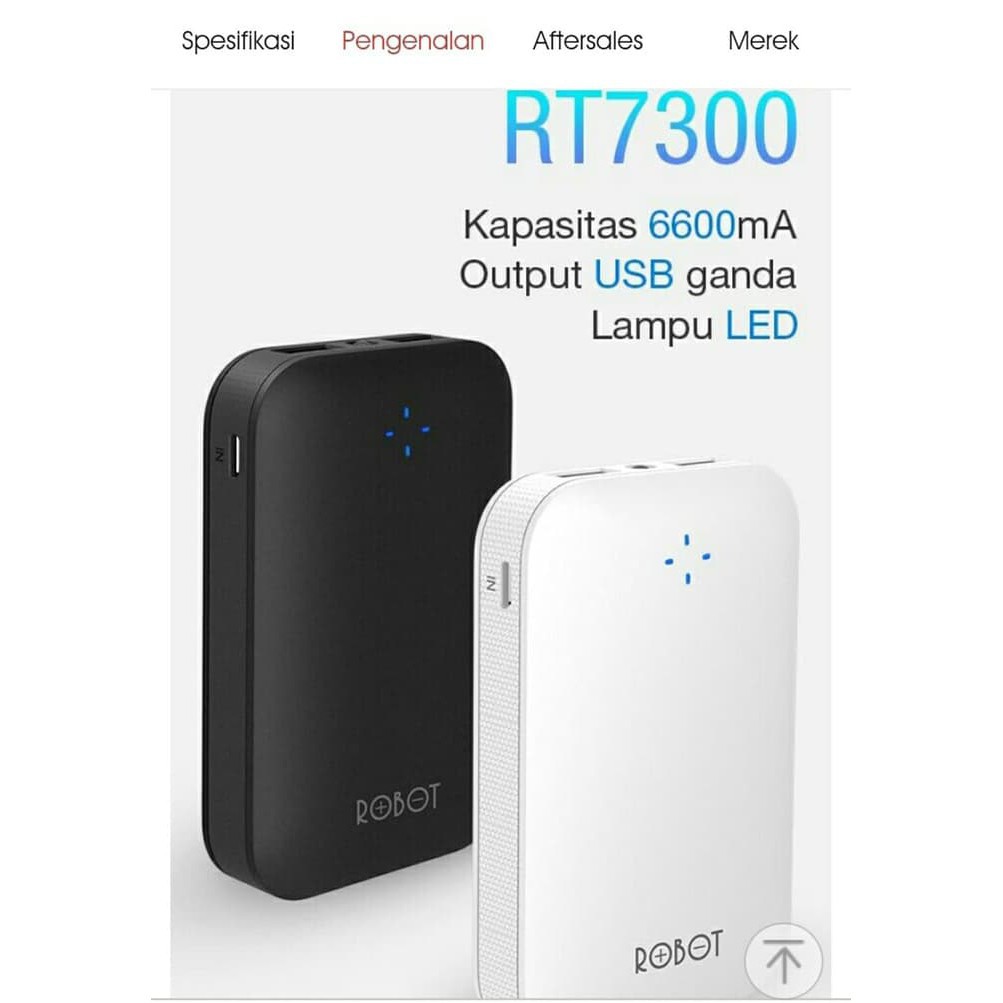 TERMURAH Limited  Powerbank ROBOT RT7200 / RT7300 6600mah
