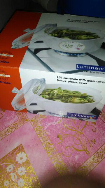 Maxim Luminarc Aeria Panci Keramik Tahan Panas / Dingin 1.5l/18cm + Tutup Kaca