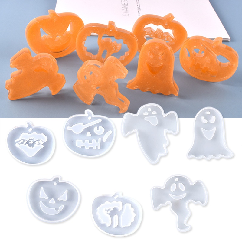 SIY  Halloween Pumpkin Ghost Hanging Sign Resin Mold Keychain Pendant Silicone Mould