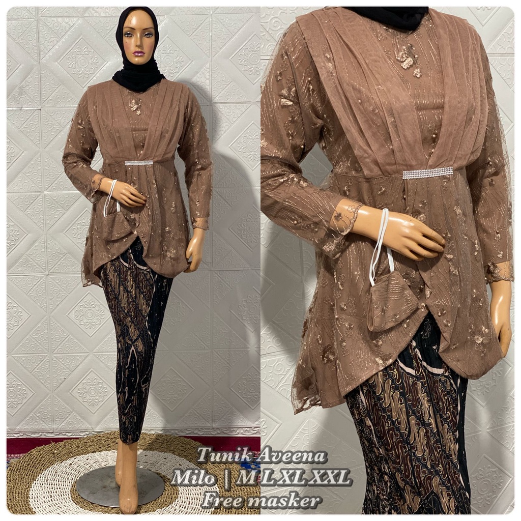 Permata Olshop / Tunik Brukat Aveena / Tunik Kebaya Modern / Kebaya Wisuda / Kebaya Lamaran Modern / Kebaya Kondangan / Kebaya Remaja