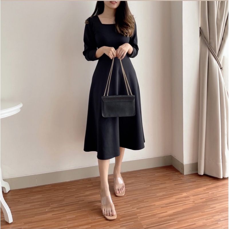 Simple Midi Dress casual Korean Style