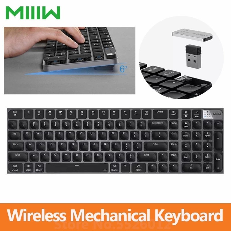 MIIIW Wireless Mechanical Keyboard PRO 102 keys Bluetooth &amp; USB 2.4GHz