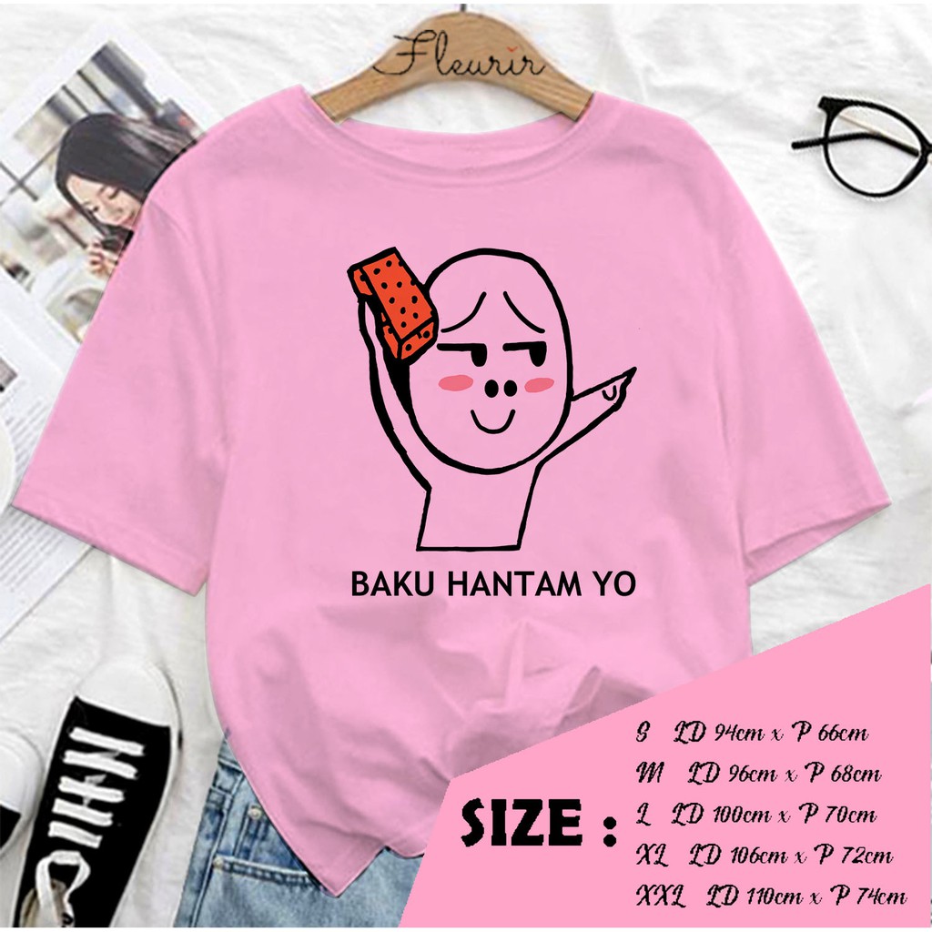 FLEURIR - KAOS PENTOL HANTAM KAOS OVERSIZE KATUN KAOS WANITA DEWASA TUMBLR TEE UNISEX JUMBO