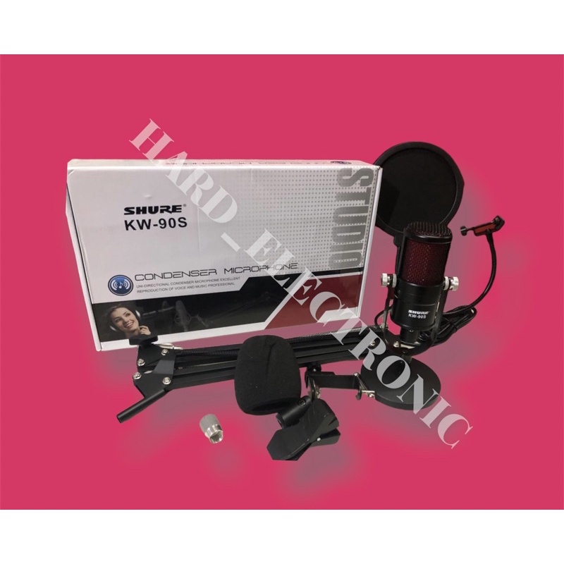 PAKET MIC STUDIO CONDENSOR SHURE KW-90S / KW90S / KW 90S LENGKAP