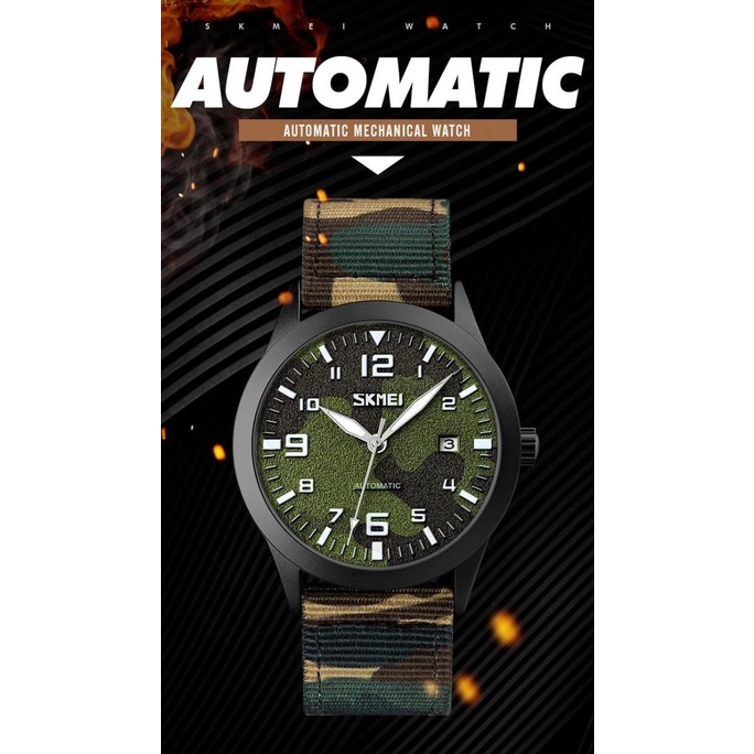 SKMEI 9246 Original Jam Tangan Pria Nilon Automatic Analog Tahan Air