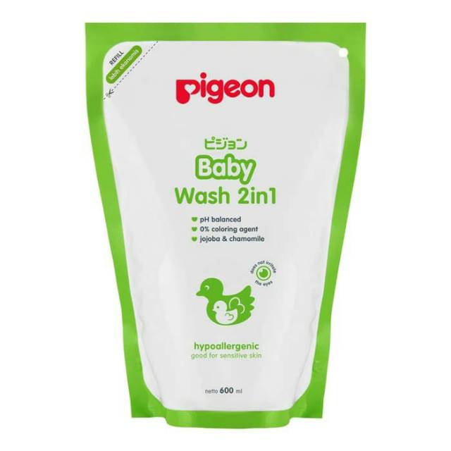 Pigeon Baby Wash Chamomile 600Ml Refill - Paraben Free / Sabun Dan Shampo Mandi Bayi