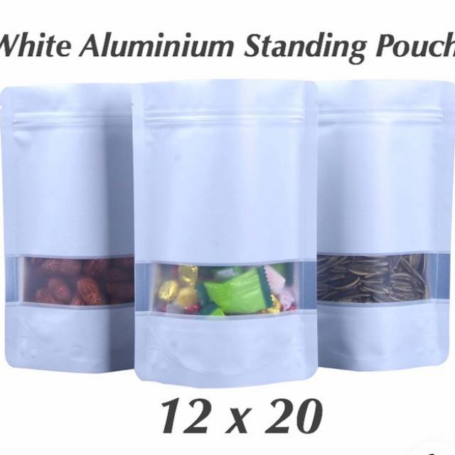 White matte standing pouch window aluminium