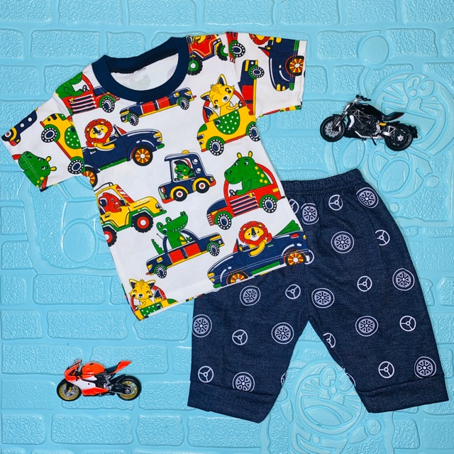  SETELAN  BAJU  ANAK  LAI LAKI USIA 6 24 BULAN MOTIF MOBIL 