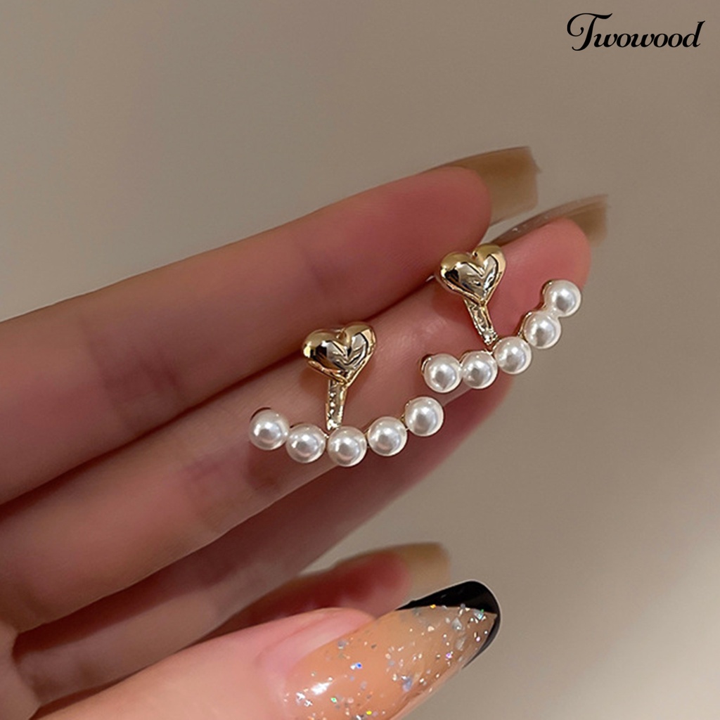 1 Pasang Anting Stud Mutiara Tiruan Bahan Alloy Untuk Aksesoris