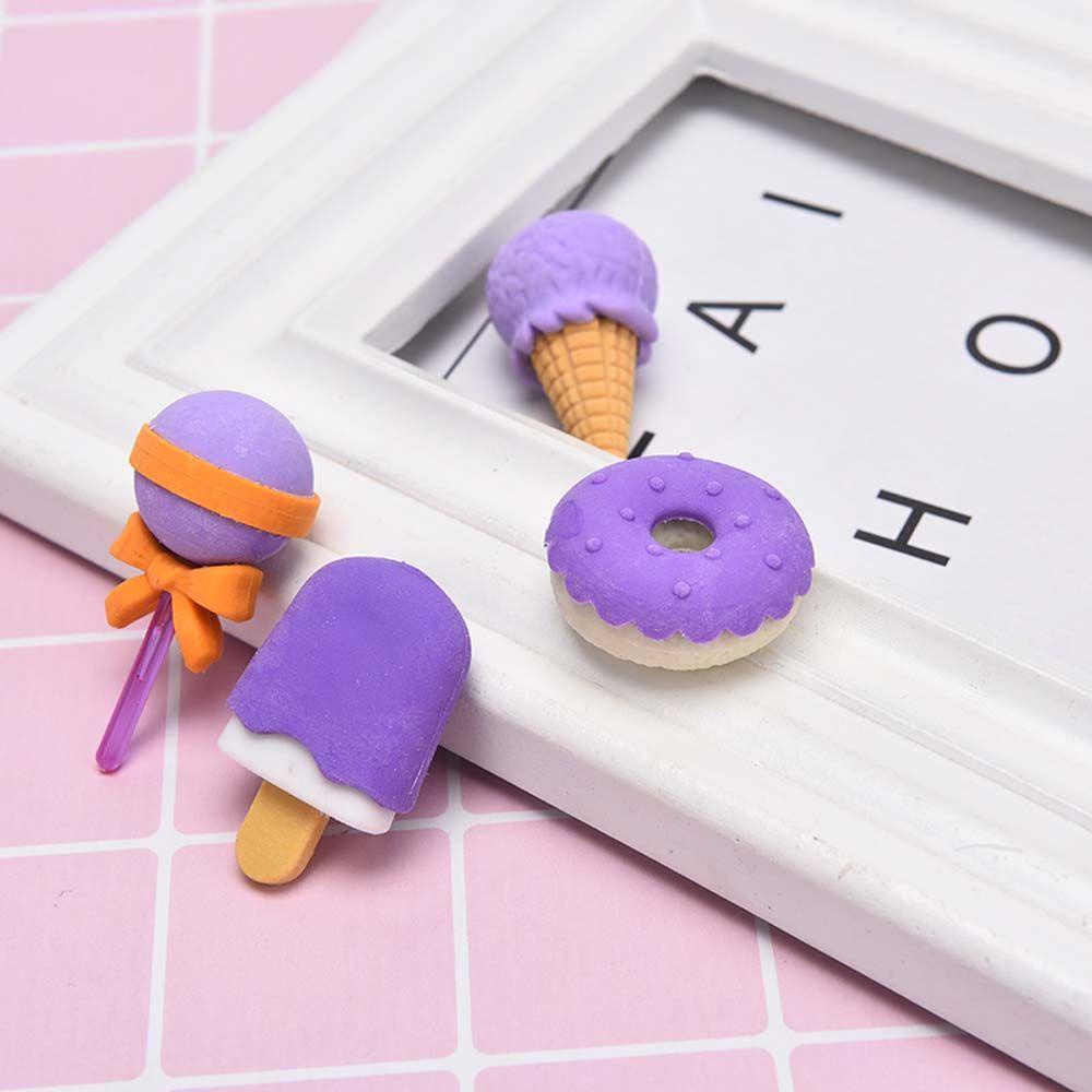 Agustina Dessert Erasers Set Enak Kreatif Lolipop Icecream Kantor Sekolah Donat Pensil Eraser