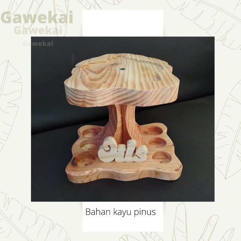 Rak Kayu Esensial Oil single Owl 6 slot