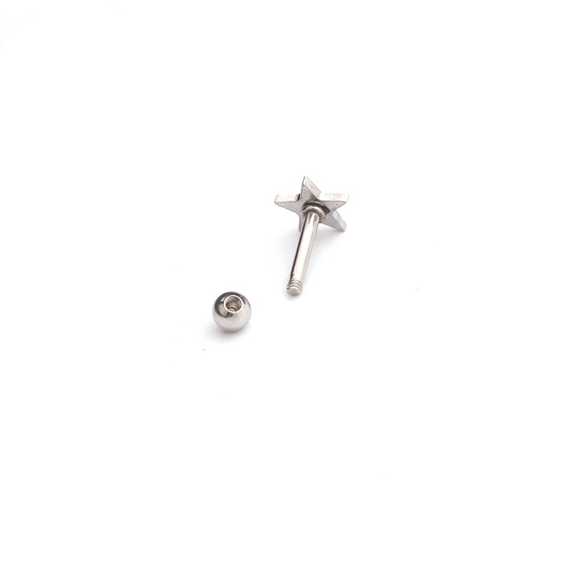 1Pc Star Cherry Cartilage Stainless Steel Ear Stud Crystal Zircon Earrings Piercing Jewelry