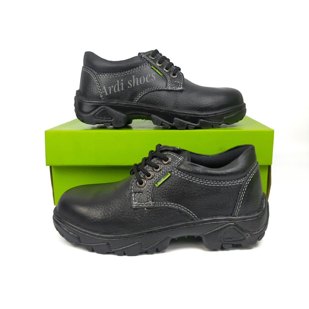 Sepatu Safety Pria Tali Kulit Asli  Septi Cowok Ujung Besi Sepatu Sefty Tali Pendek Stand horse 801