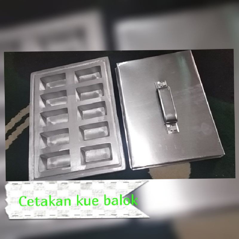 Cetakan Kue Balok aluminium satu set Cetakan kue balok isi 10