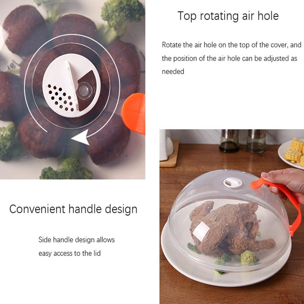 Top Microwave Food Cover Removable Handle Masak Tutup Dapur Anti Puter Plastik